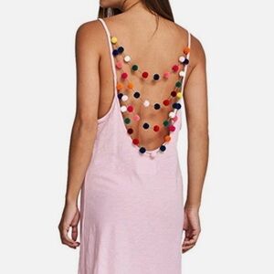 Pitusa pink summer dress/coverup with pompom detail in back
